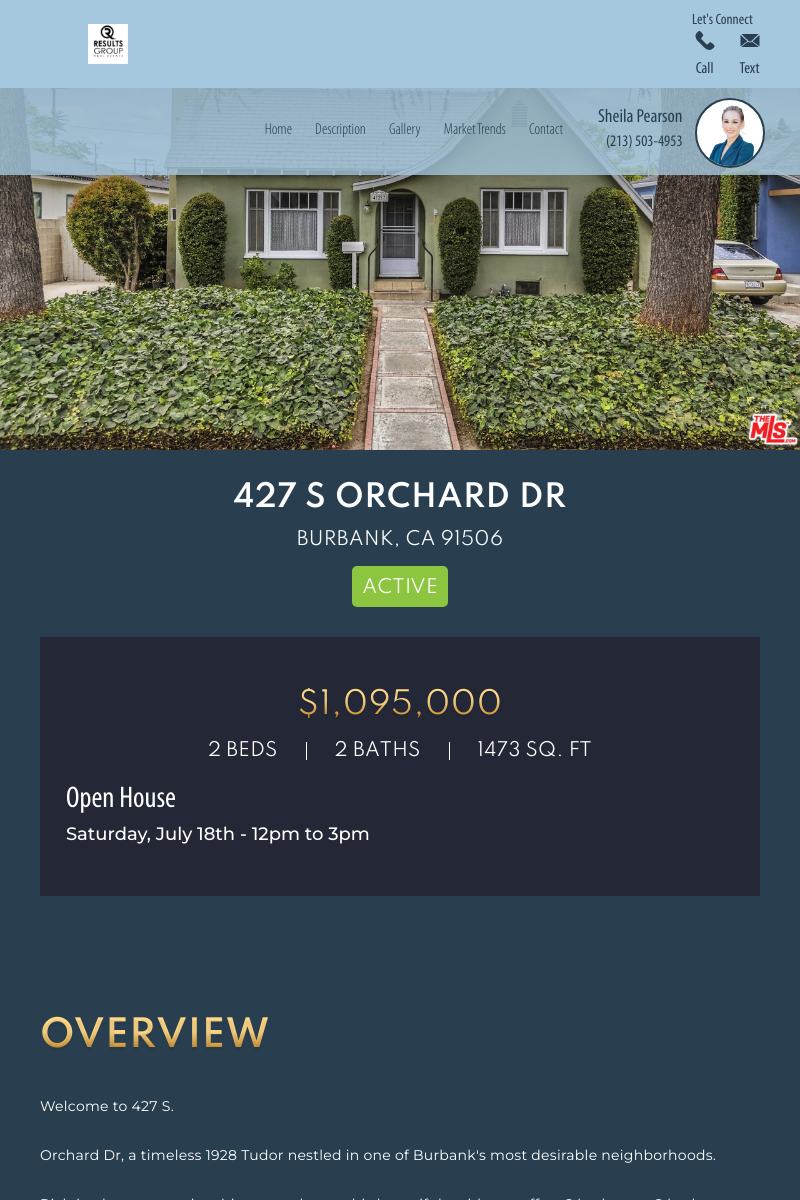 A neighborhood destination page running inside an agent website