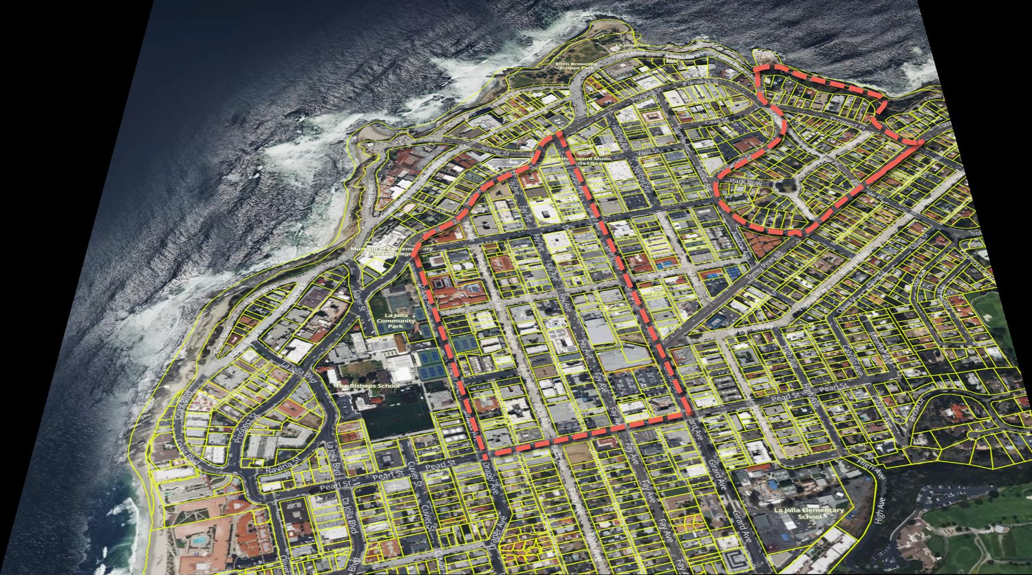 Two separately drawn areas inside one village