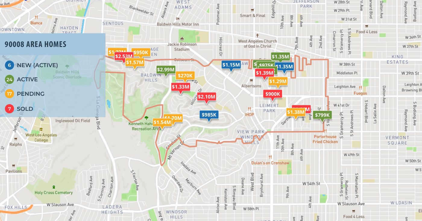 A price map showing activity across a neighborhood